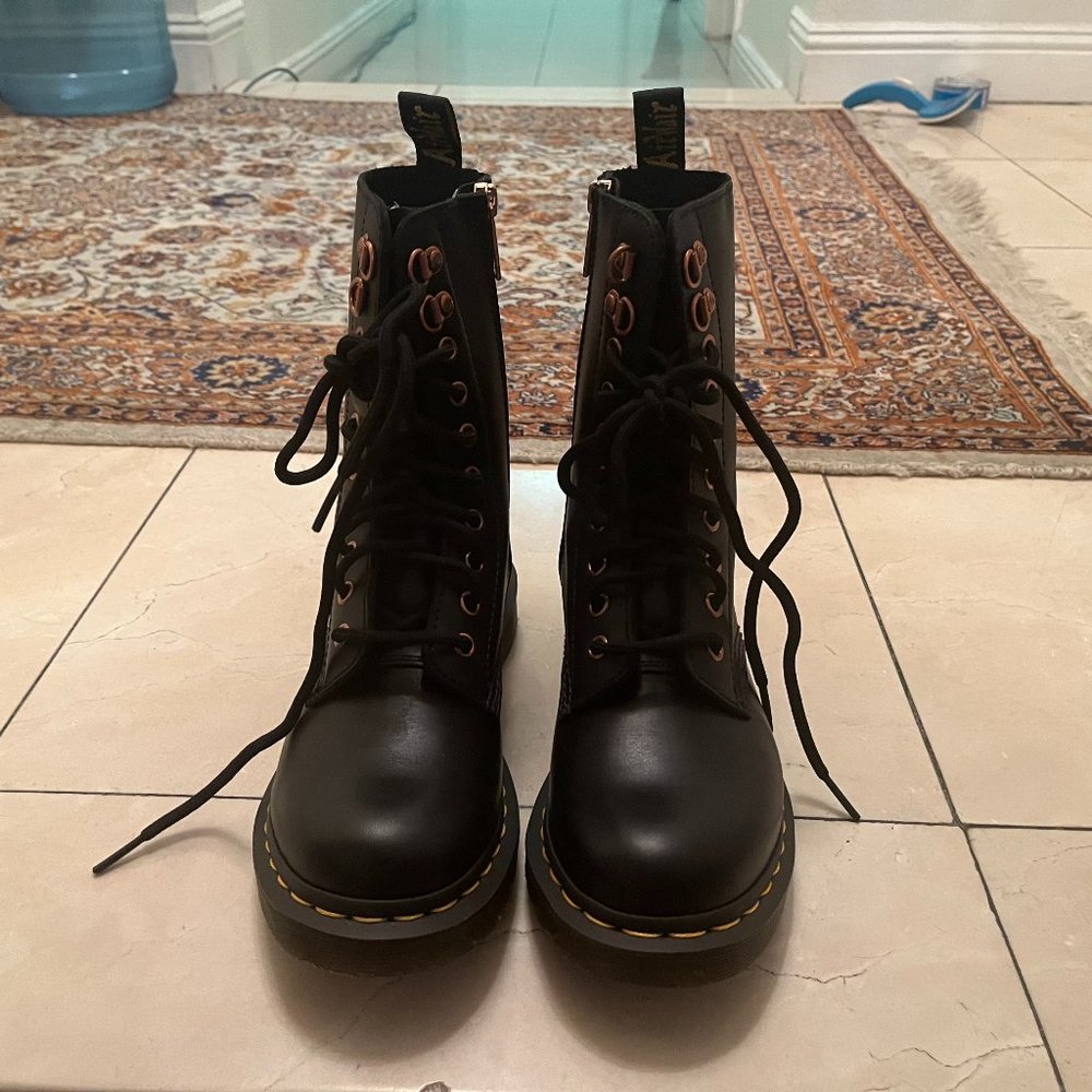 Dr. Martens 1490 Rose Gold Hardware Leather Midcalf Boots